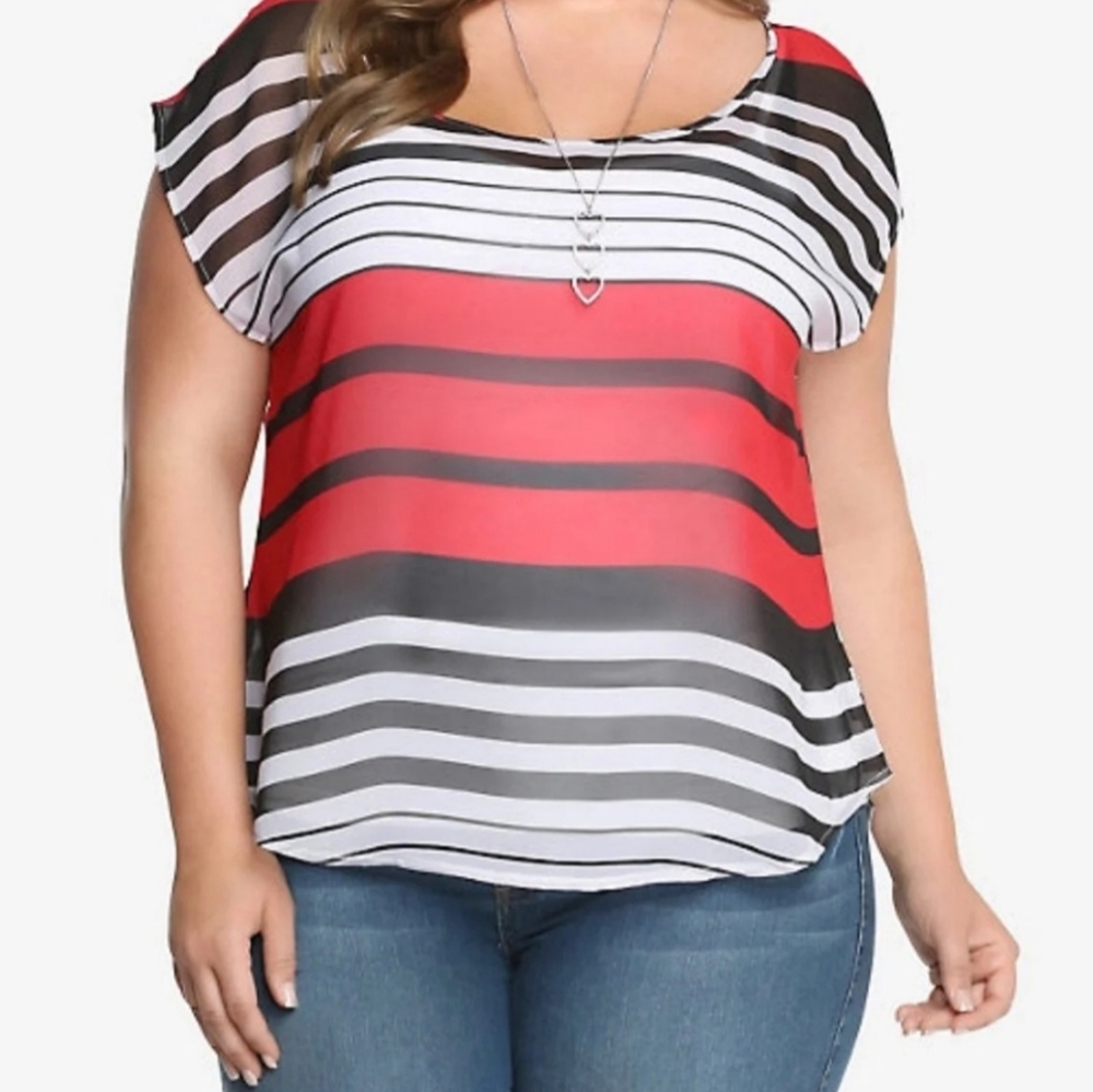 Torrid Striped Button Back Blouse